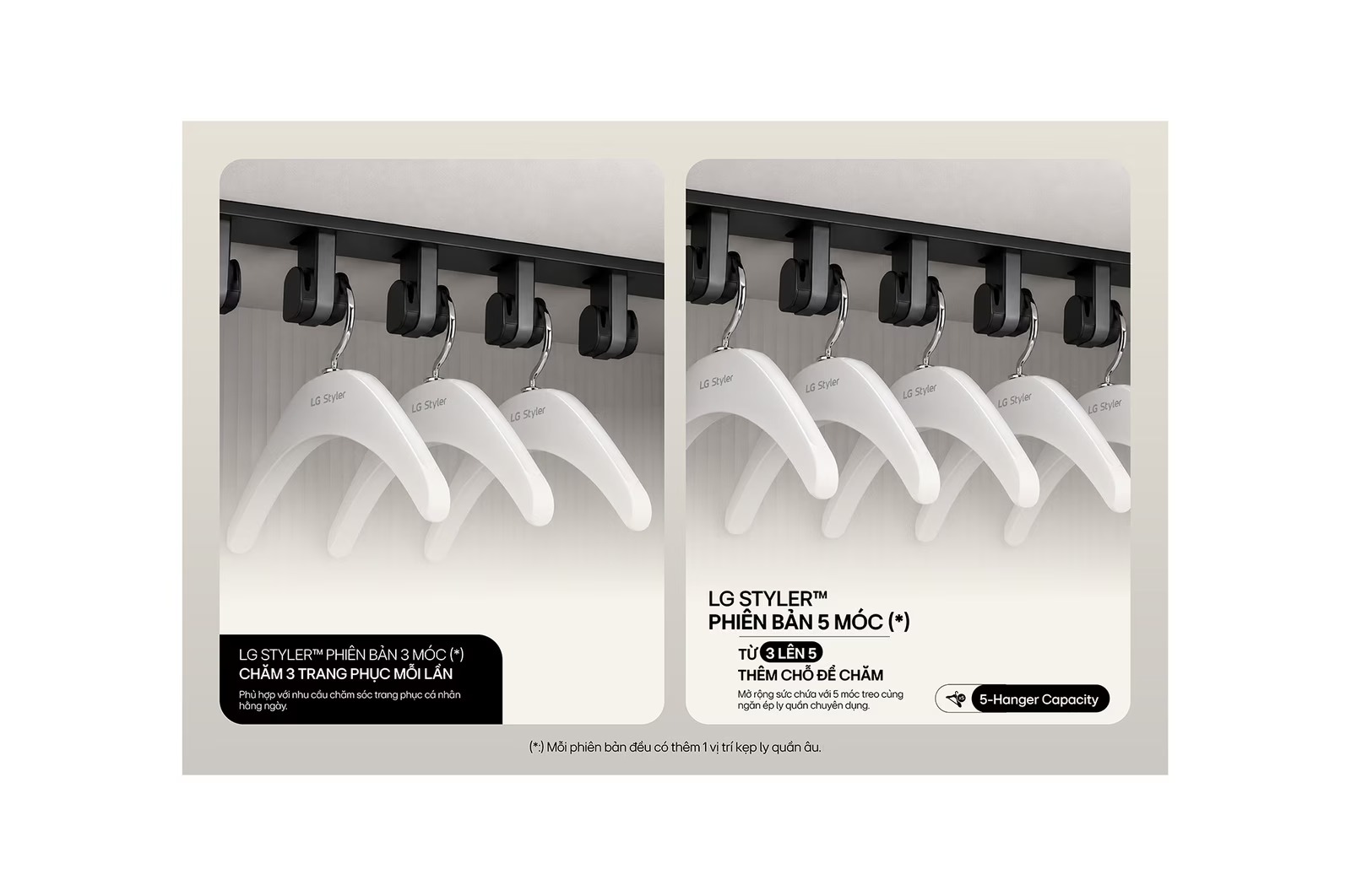 Tủ chăm sóc quần áo LG Styler SC5GMR80H 5 móc Màu gương kính đen